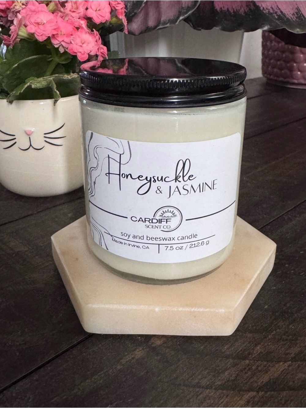 Honeysuckle & Jasmine Soy & Beeswax Candle by Cardiff Scent Co.